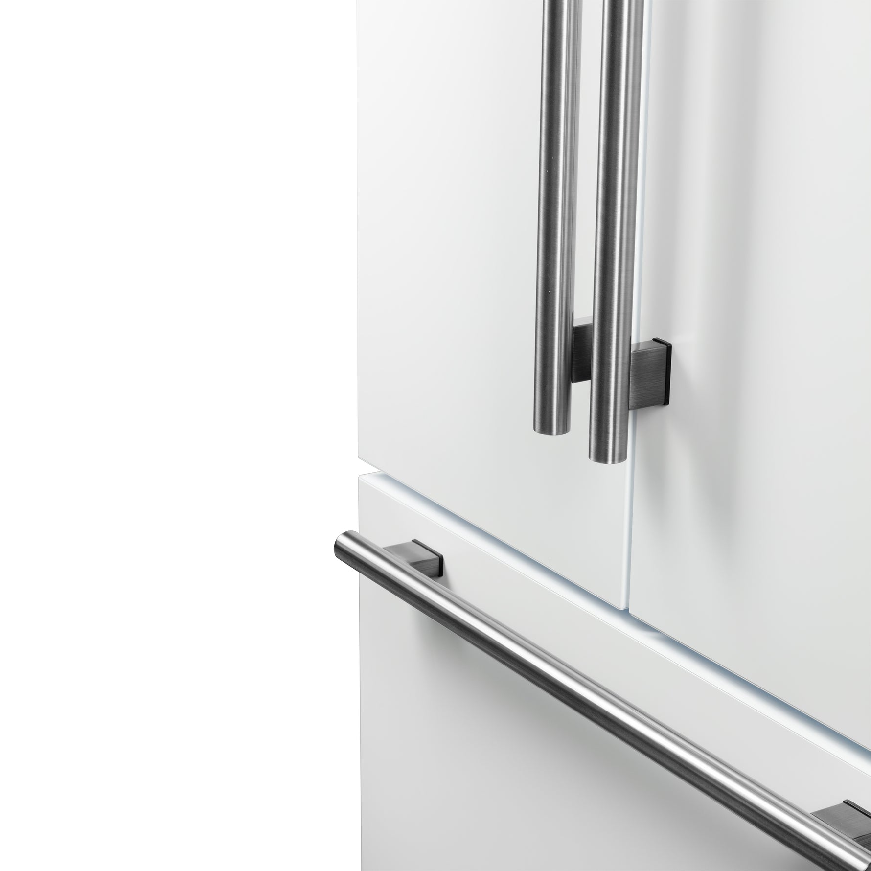 Forno Rivello 36 Inch French Door Refrigerator in White with Antique Brass, Internal Water Dispenser, Filtered Ice, Adjustable Shelves, Energy Star Certified - BonPrix Électroménagers
