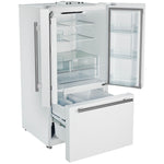 Forno Rivello 36 Inch French Door Refrigerator in White with Antique Brass, Internal Water Dispenser, Filtered Ice, Adjustable Shelves, Energy Star Certified - BonPrix Électroménagers