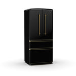 Forno Luigi 33-Inch French Door Refrigerator, 18 cu.ft, Black Finish, Antique Brass Handles, ENERGY STAR Certified - BonPrix Électroménagers