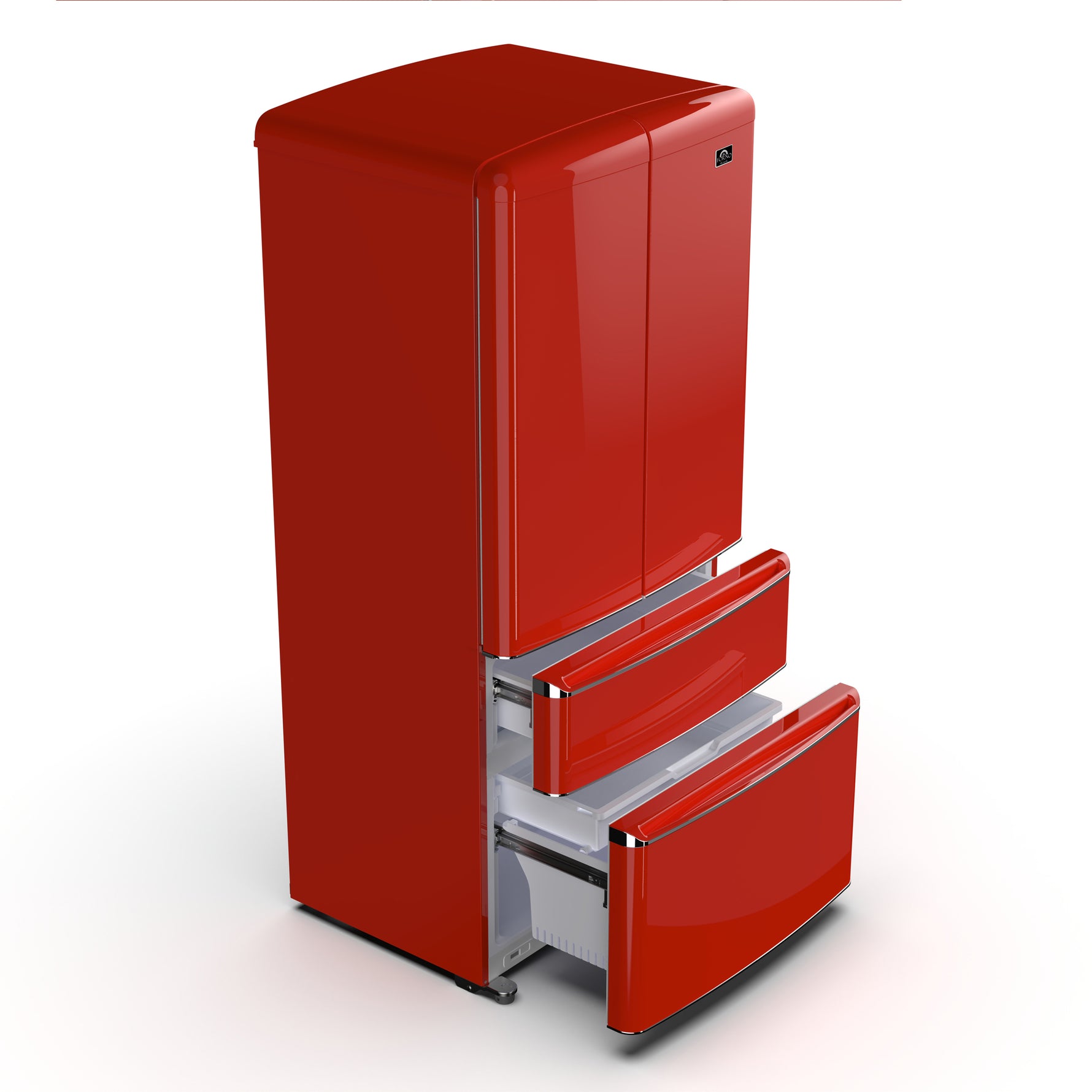 Forno Luigi 33-Inch French Door Refrigerator, 18 cu.ft, Red Finish, Handle-Free Design, ENERGY STAR Certified - BonPrix Électroménagers