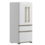 Forno Luigi 33-Inch French Door Refrigerator, 18 cu.ft, White Finish, Antique Brass Handles, ENERGY STAR Certified - BonPrix Électroménagers