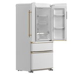 Forno Luigi 33-Inch French Door Refrigerator, 18 cu.ft, White Finish, Antique Brass Handles, ENERGY STAR Certified - BonPrix Électroménagers