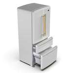 Forno Luigi 33-Inch French Door Refrigerator, 18 cu.ft, White Finish, Antique Brass Handles, ENERGY STAR Certified - BonPrix Électroménagers