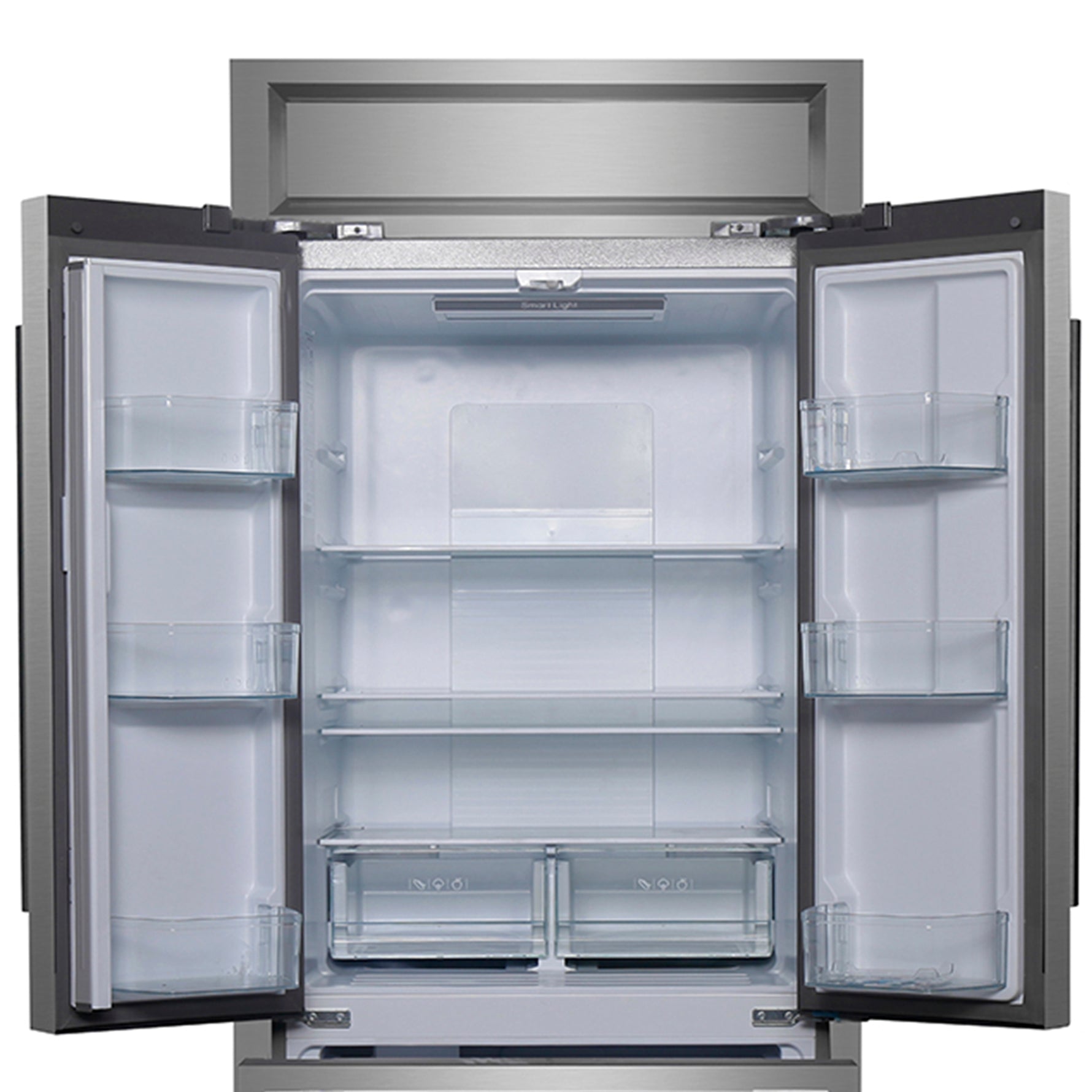 Forno Gallipoli 30-Inch French Door Refrigerator, 17.5 cu.ft Capacity, Modern Decorative Grill, 34-Inch Width, Stainless Steel, No Frost Technology, Energy Efficient