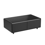Forno Evoluto Tavolo 51-Inch Black Smart Coffee Table – Dual Refrigerator Drawers, Bluetooth 5.0 Audio, Wireless Charging & RGB Ambient Light - BonPrix Électroménagers
