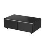 Forno Evoluto Tavolo 51-Inch Black Smart Coffee Table – Dual Refrigerator Drawers, Bluetooth 5.0 Audio, Wireless Charging & RGB Ambient Light - BonPrix Électroménagers
