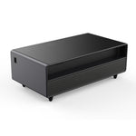 Forno Evoluto Tavolo 51-Inch Black Smart Coffee Table – Dual Refrigerator Drawers, Bluetooth 5.0 Audio, Wireless Charging & RGB Ambient Light - BonPrix Électroménagers