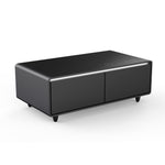 Forno Evoluto Tavolo 51-Inch Black Smart Coffee Table – Dual Refrigerator Drawers, Bluetooth 5.0 Audio, Wireless Charging & RGB Ambient Light - BonPrix Électroménagers
