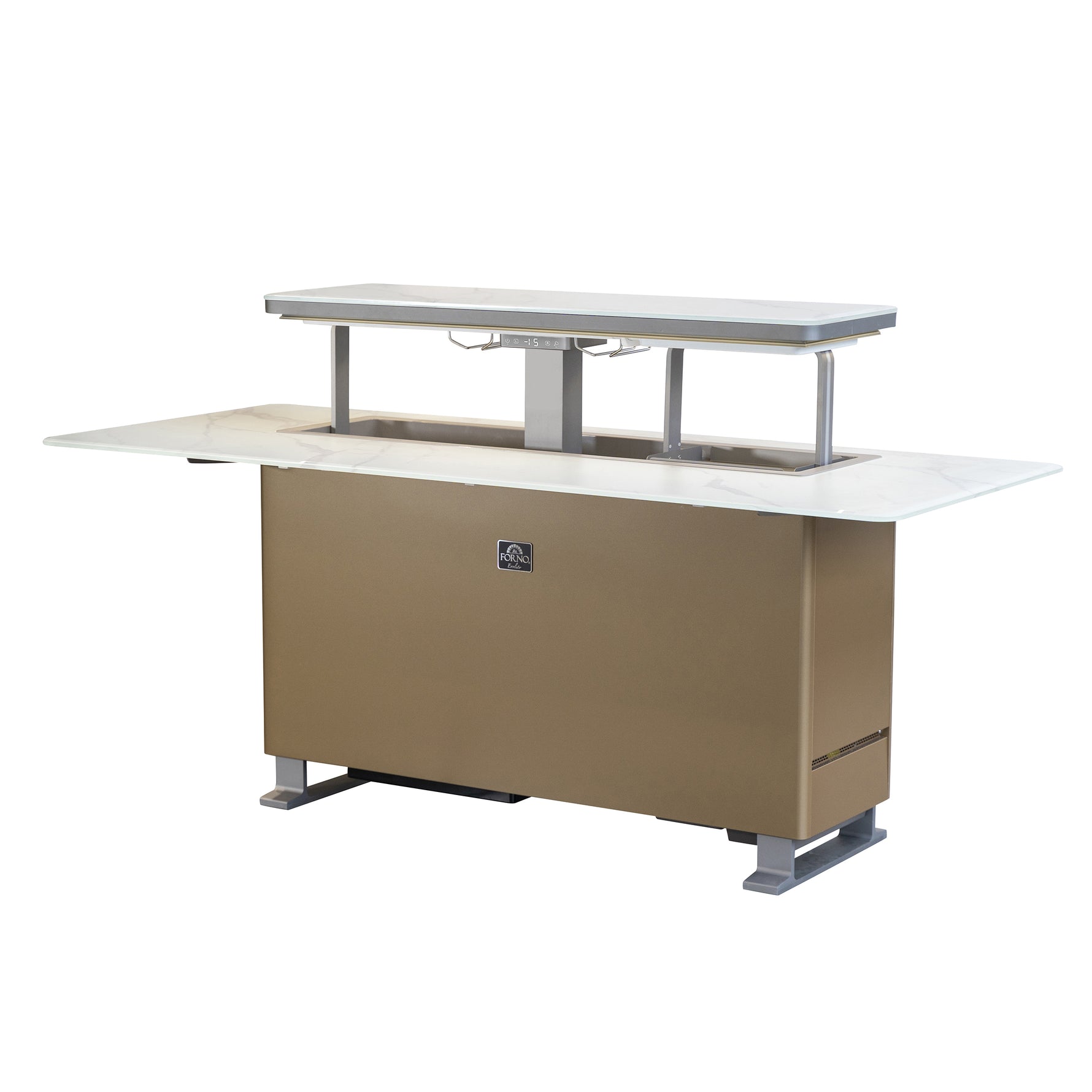Elevato Smart Bar Table in White, 5.3 cu.ft fridge and freezer with Bluetooth control - BonPrix Électroménagers