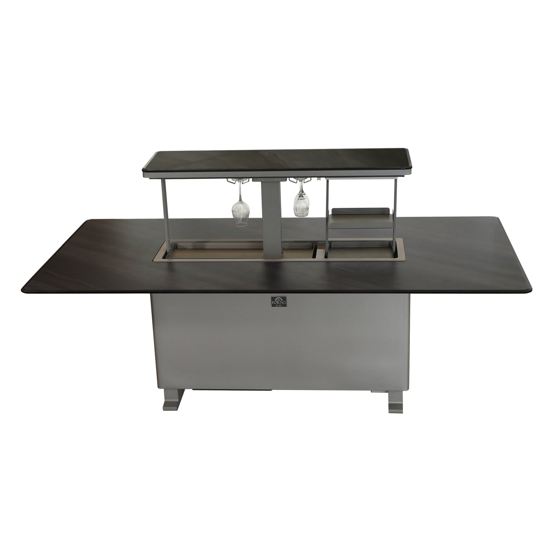 Cinetico Smart Dining Table, Midnight Marble, 5.3 cu.ft fridge and freezer with Bluetooth control