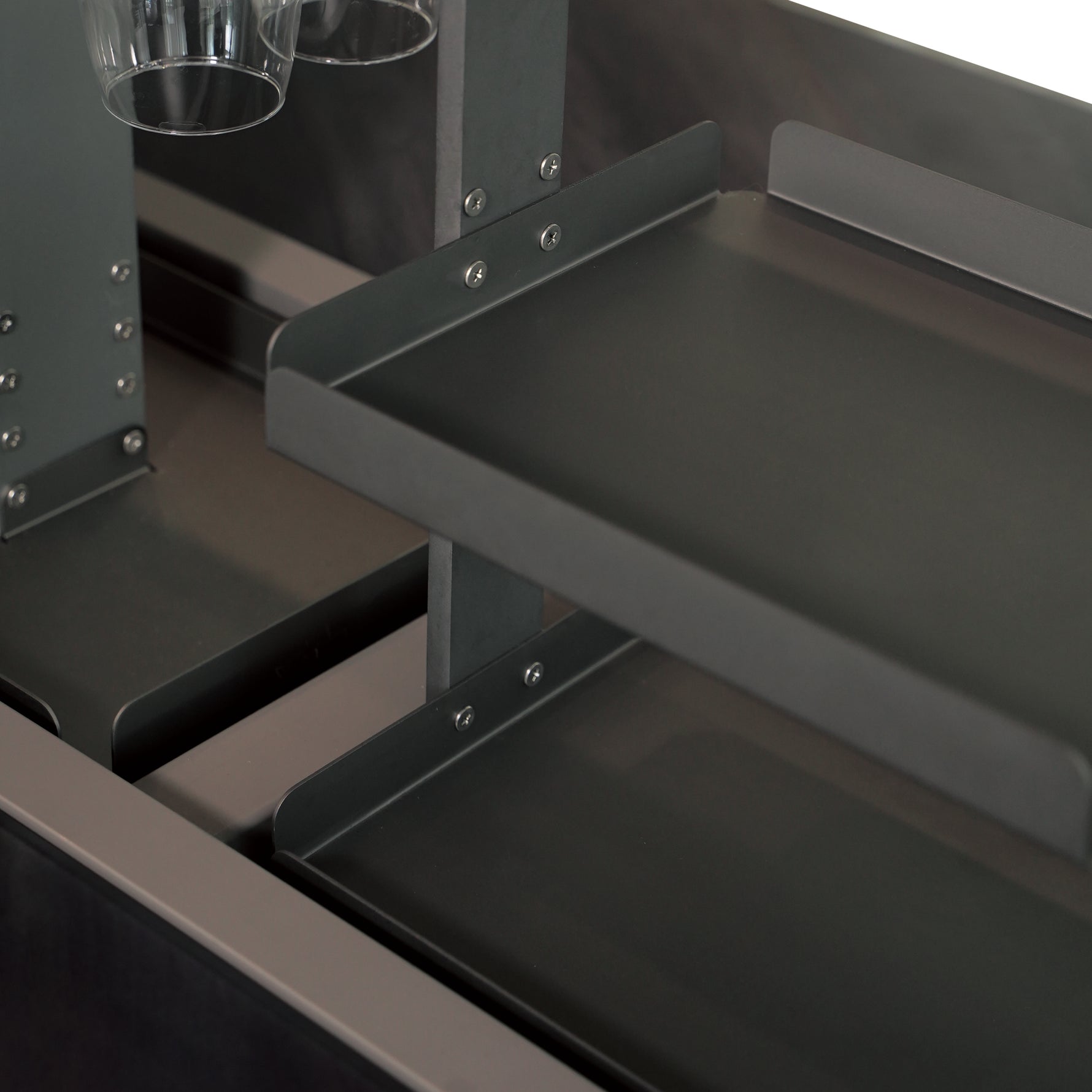 Cinetico Smart Dining Table, Midnight Marble, 5.3 cu.ft fridge and freezer with Bluetooth control