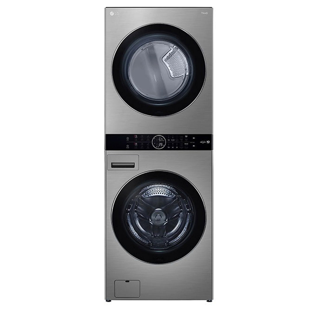 WKEX200HVA - LAUNDRY CENTERS - LG - Stacked Washer/Dryer - Electric - Black Stainless Steel - Open Box