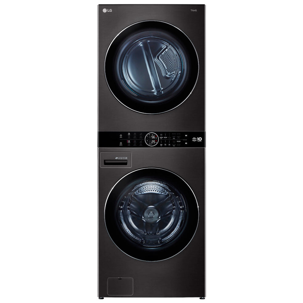 WKHC202HBA - LAUNDRY CENTERS - LG - Stacked Washer/Dryer - Electric - Black Stainless Steel - Open Box