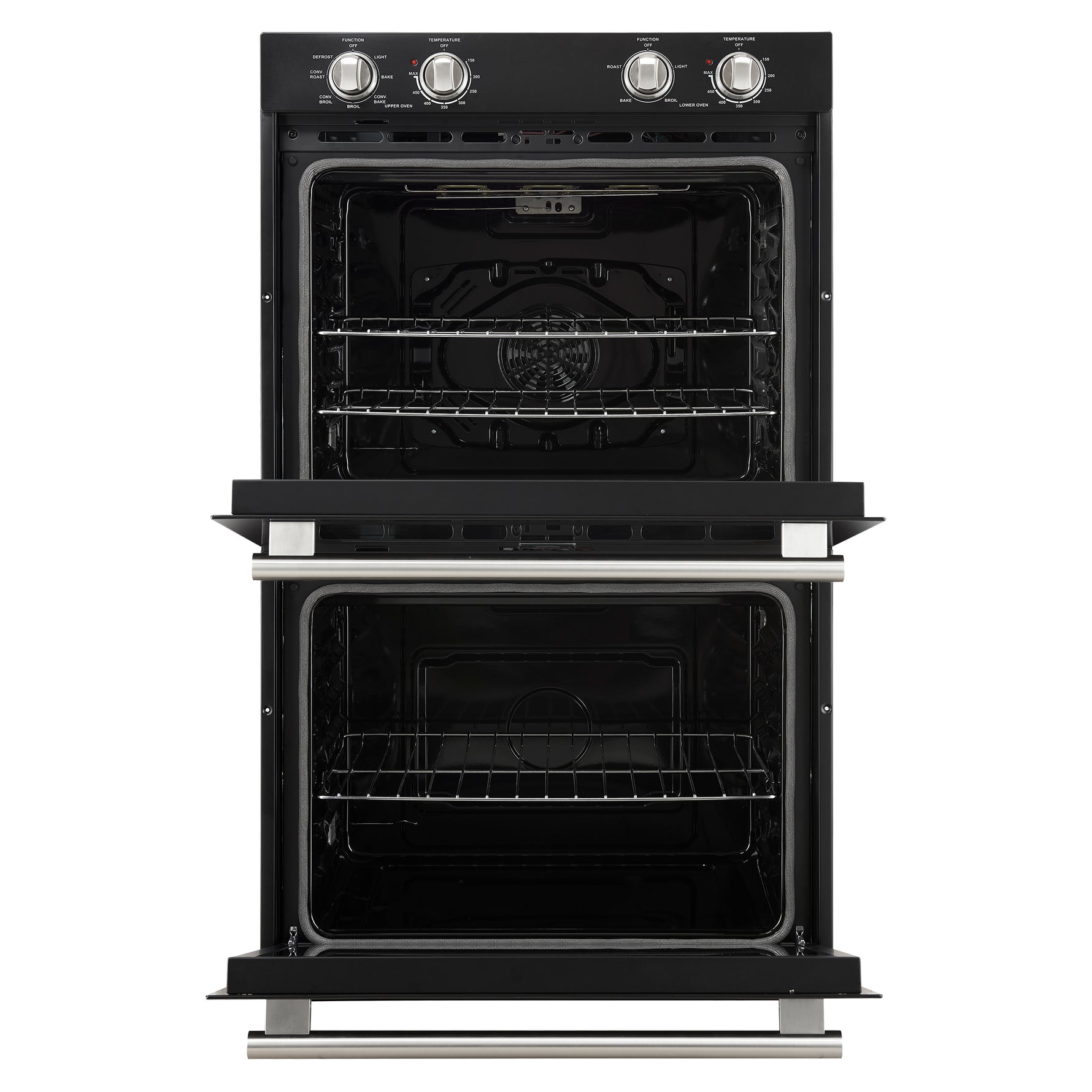 Forno Vomero 30-Inch Double Wall Oven, Black, 10 cu.ft Total Capacity, 7100W Convection, Mechanical Controls, Manuel Steam Clean - BonPrix Électroménagers