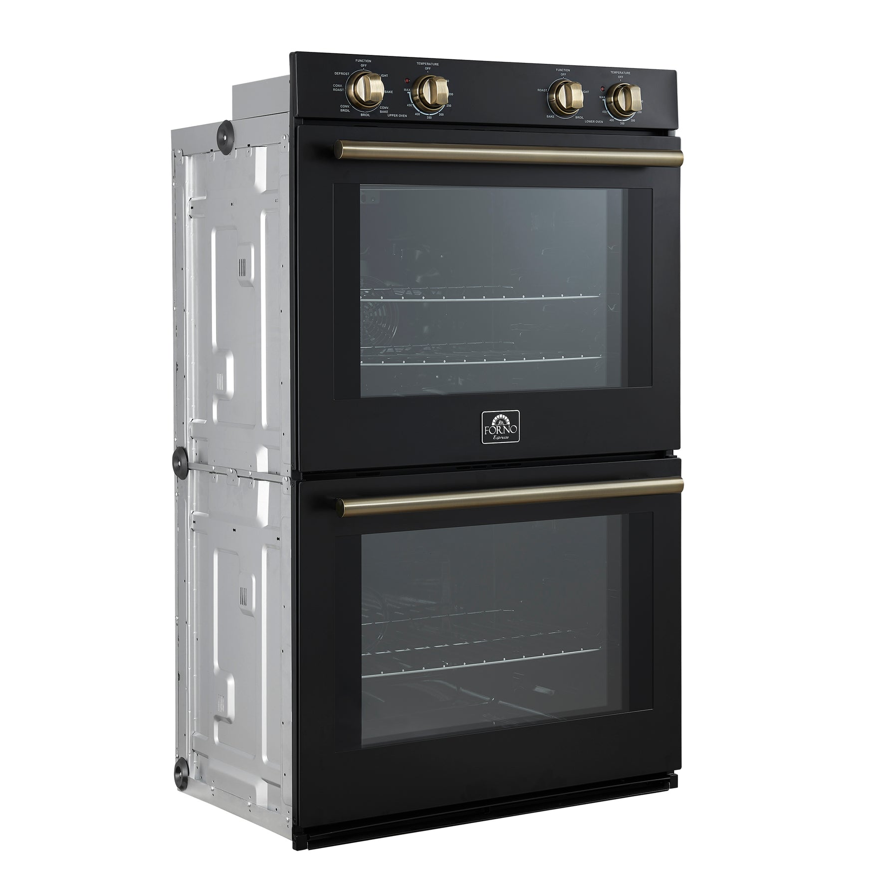 Forno Vomero 30-Inch Double Wall Oven, Black, 10 cu.ft Total Capacity, 7100W Convection, Mechanical Controls, Manuel Steam Clean - BonPrix Électroménagers