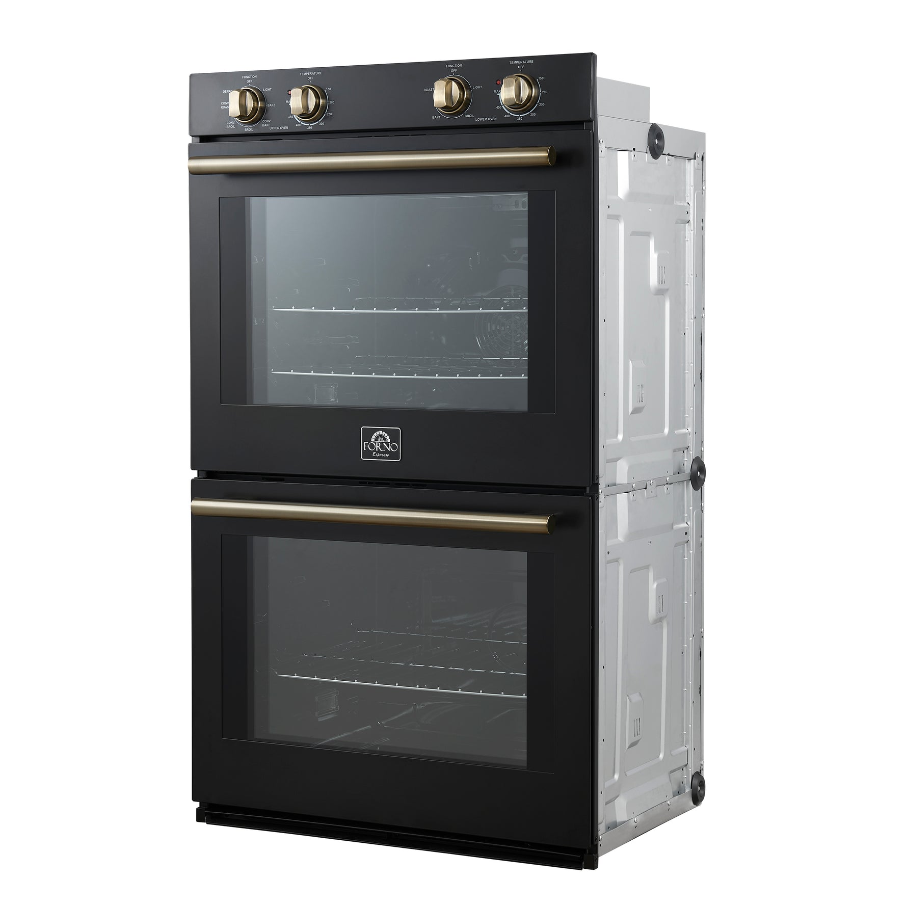 Forno Vomero 30-Inch Double Wall Oven, Black, 10 cu.ft Total Capacity, 7100W Convection, Mechanical Controls, Manuel Steam Clean - BonPrix Électroménagers
