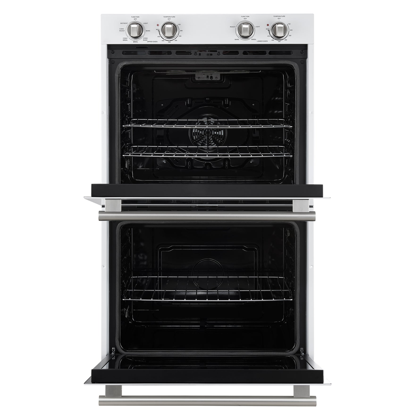 Forno Vomero 30-Inch Double Wall Oven, White, 10 cu.ft Total Capacity, 7100W Convection, Mechanical Controls, Manuel Steam Clean - BonPrix Électroménagers