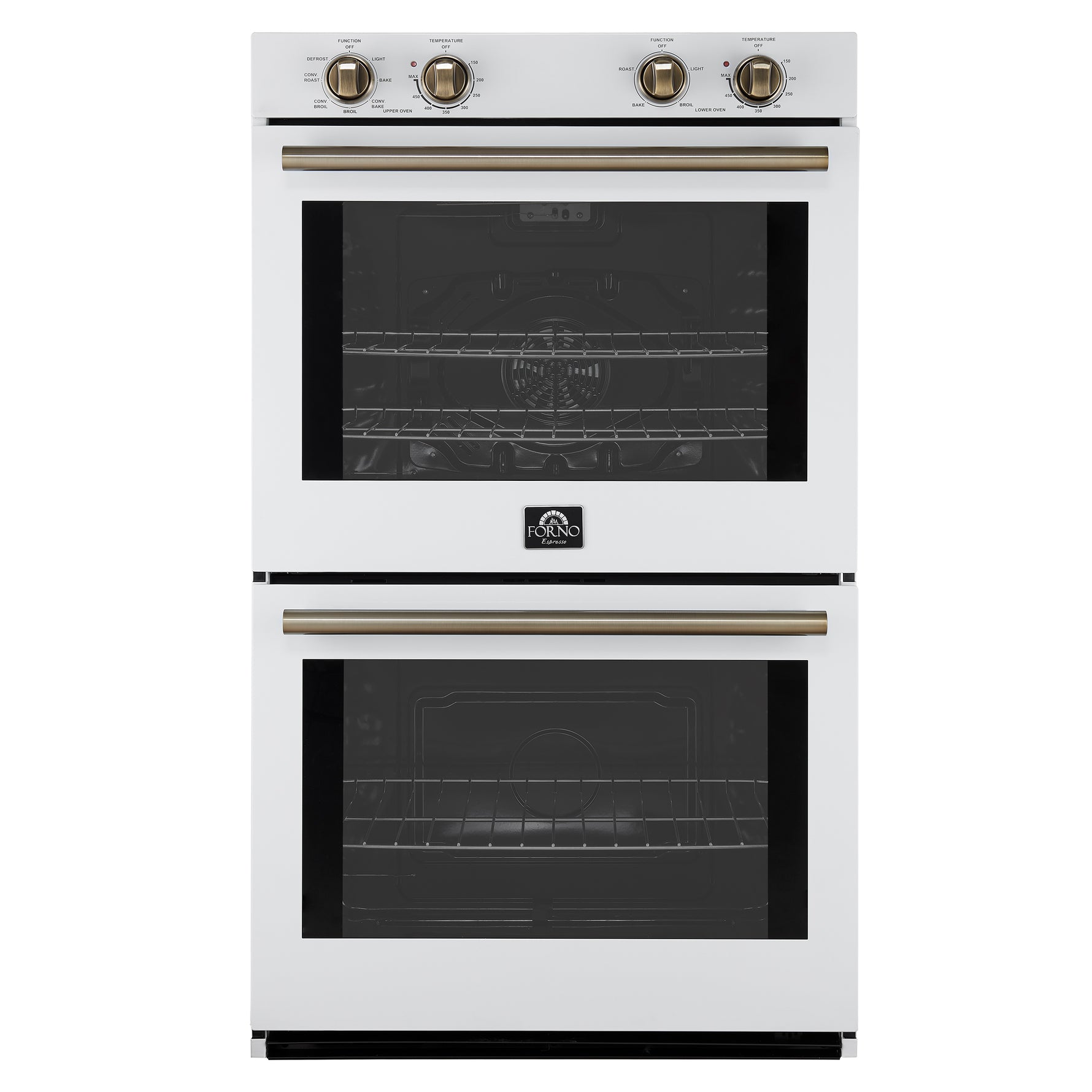 Forno Vomero 30-Inch Double Wall Oven, White, 10 cu.ft Total Capacity, 7100W Convection, Mechanical Controls, Manuel Steam Clean - BonPrix Électroménagers