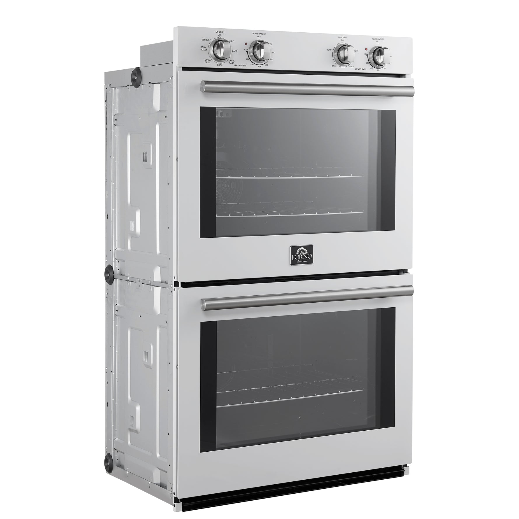 Forno Vomero 30-Inch Double Wall Oven, White, 10 cu.ft Total Capacity, 7100W Convection, Mechanical Controls, Manuel Steam Clean - BonPrix Électroménagers