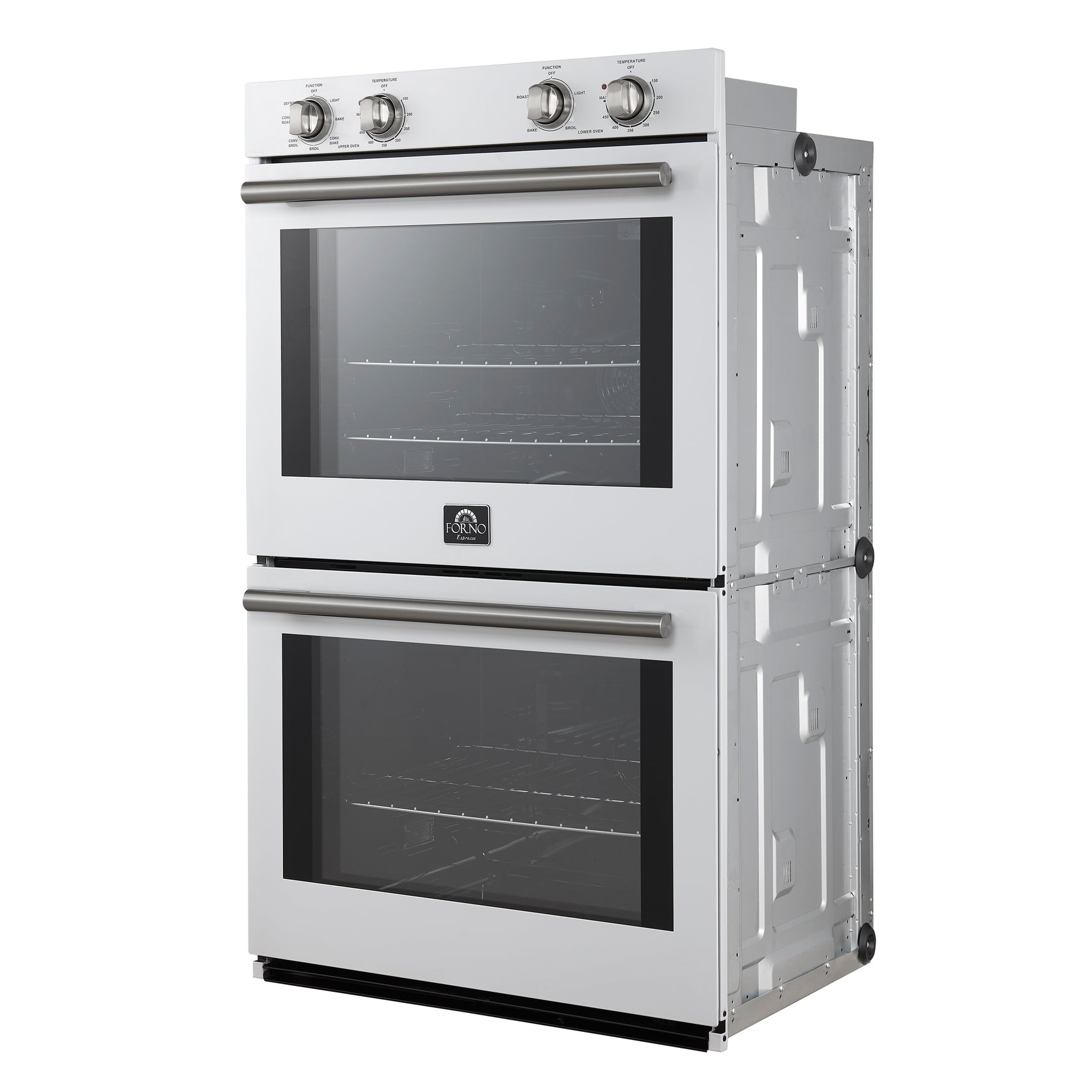 Forno Vomero 30-Inch Double Wall Oven, White, 10 cu.ft Total Capacity, 7100W Convection, Mechanical Controls, Manuel Steam Clean - BonPrix Électroménagers