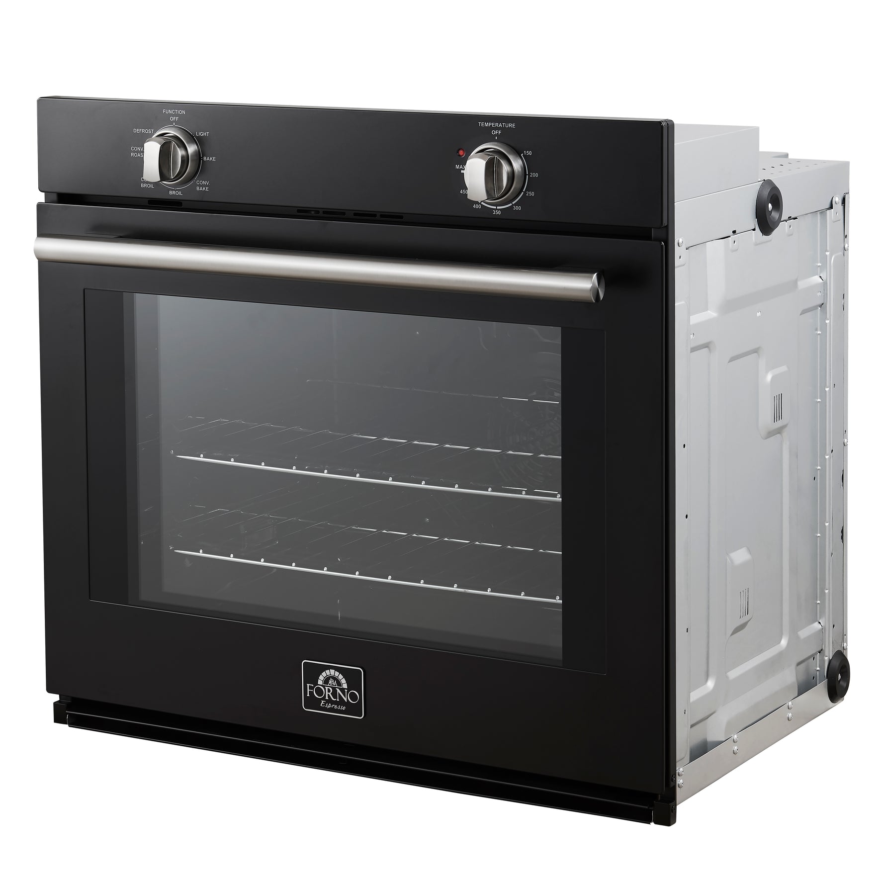 Forno Vomero 30-Inch Wall Oven, Black, 5 cu.ft Capacity, 3550 Watts Convection, Mechanical Controls, Manuel Steam Clean - BonPrix Électroménagers