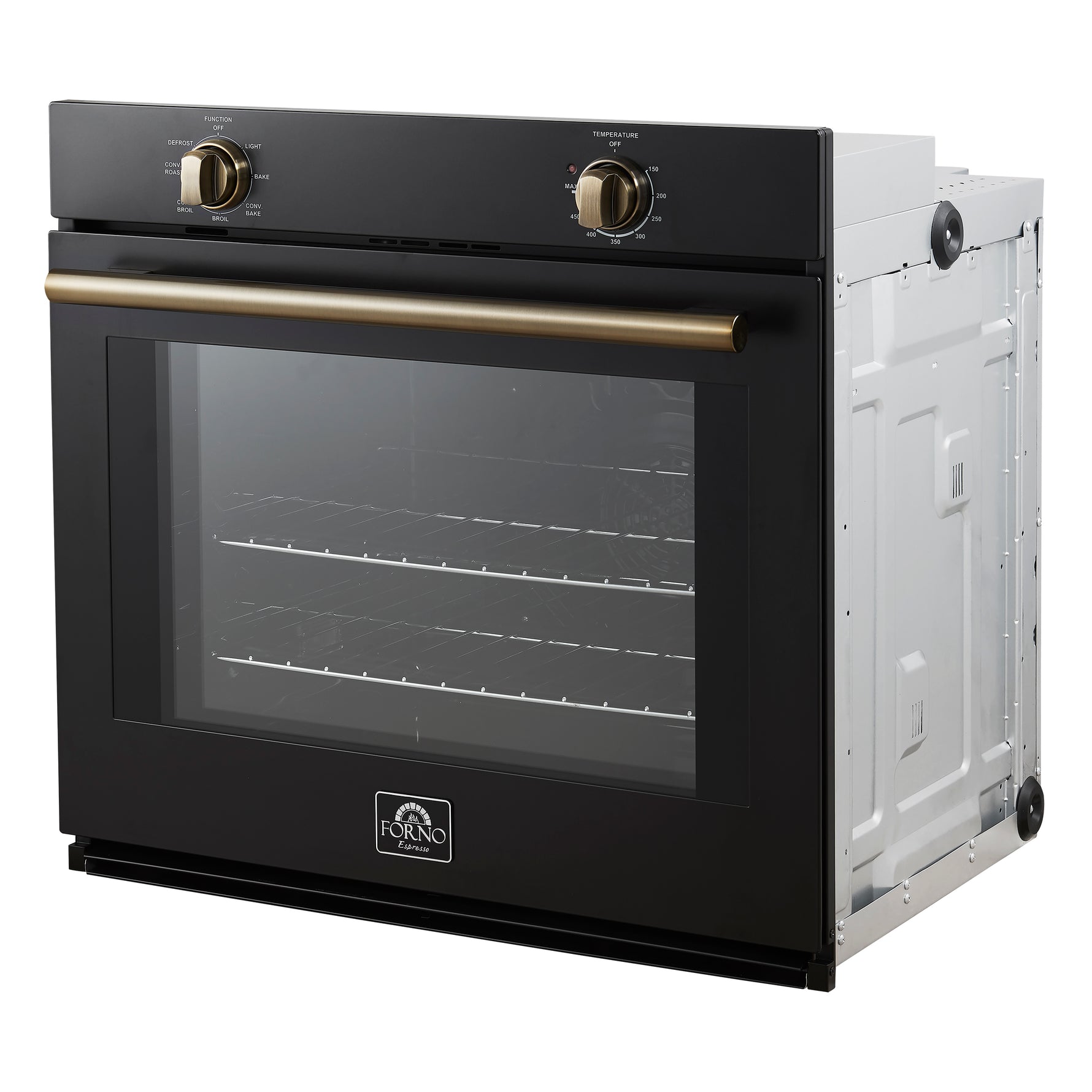 Forno Vomero 30-Inch Wall Oven, Black, 5 cu.ft Capacity, 3550 Watts Convection, Mechanical Controls, Manuel Steam Clean - BonPrix Électroménagers