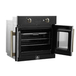 Forno Asti 30-Inch French Door Electric Wall Oven in Black & Antique Brass, 3.68 cu. ft. True Convection, 3,600W, Air Fry, Sous Vide, Self-Clean - BonPrix Électroménagers