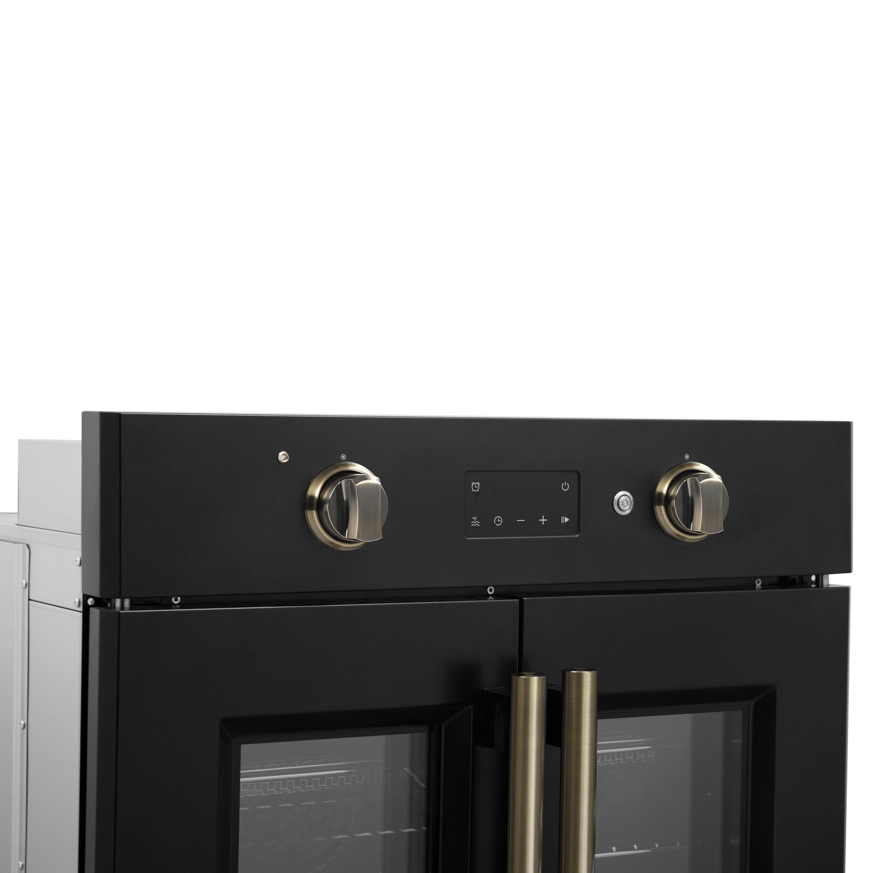 Forno Asti 30-Inch French Door Electric Wall Oven in Black & Antique Brass, 3.68 cu. ft. True Convection, 3,600W, Air Fry, Sous Vide, Self-Clean - BonPrix Électroménagers