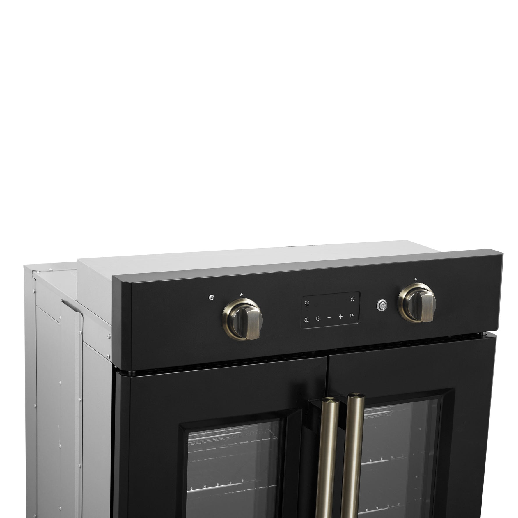 Forno Asti 30-Inch French Door Electric Wall Oven in Black & Antique Brass, 3.68 cu. ft. True Convection, 3,600W, Air Fry, Sous Vide, Self-Clean - BonPrix Électroménagers