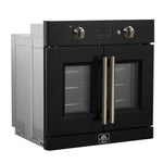 Forno Asti 30-Inch French Door Electric Wall Oven in Black & Antique Brass, 3.68 cu. ft. True Convection, 3,600W, Air Fry, Sous Vide, Self-Clean - BonPrix Électroménagers