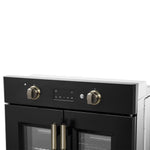 Forno Asti 30-Inch French Door Electric Wall Oven in Black & Antique Brass, 3.68 cu. ft. True Convection, 3,600W, Air Fry, Sous Vide, Self-Clean - BonPrix Électroménagers