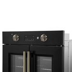 Forno Asti 30-Inch French Door Electric Wall Oven in Black & Antique Brass, 3.68 cu. ft. True Convection, 3,600W, Air Fry, Sous Vide, Self-Clean - BonPrix Électroménagers