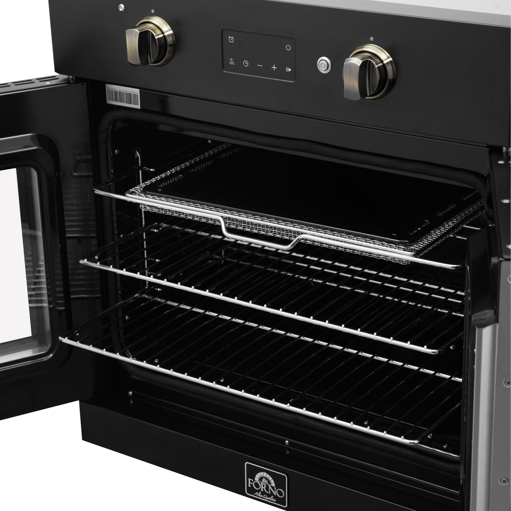 FORNO 2-Piece Kitchen Bundle - 30" Black Single Wall Oven (1333-30), 30" Black Microwave (3093-30) - BonPrix Électroménagers