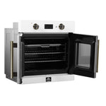 Forno Asti 30-Inch French Door Electric Wall Oven in White & Antique Brass, 3.68 cu. ft. True Convection, 3,600W, Air Fry, Sous Vide, Self-Clean - BonPrix Électroménagers