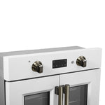 Forno Asti 30-Inch French Door Electric Wall Oven in White & Antique Brass, 3.68 cu. ft. True Convection, 3,600W, Air Fry, Sous Vide, Self-Clean - BonPrix Électroménagers