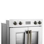 Forno Asti 30-Inch Double Electric Wall Oven with Upper French Doors in White & Antique Brass, 7.36 cu. ft. Dual True Convection, 7,200W, Air Fry, Sous Vide, Self-Clean - BonPrix Électroménagers