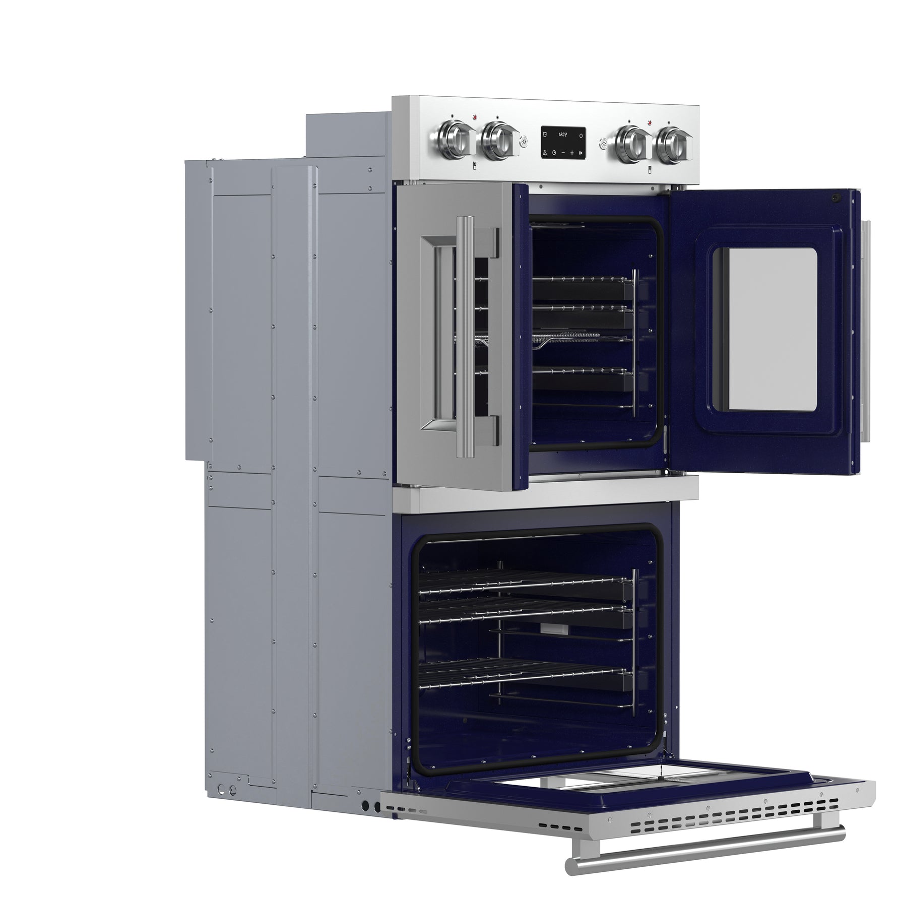 Forno Gallico 30-Inch Electric French Door Double Oven, Stainless Steel, Convection Cooking, Touch Control Panel, Self-Cleaning Function - BonPrix Électroménagers