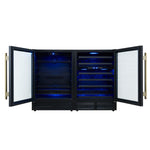Gemello 48 Inch Side-by-Side Wine and Beverage Cooler in Black with Antique Brass Handles, French Door, 9.6 cu. ft. - BonPrix Électroménagers