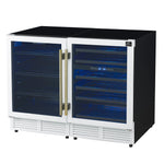 Gemello 48 Inch Side-by-Side Wine and Beverage Cooler in White with Antique Brass Handles, French Door, 9.6 cu. ft. - BonPrix Électroménagers