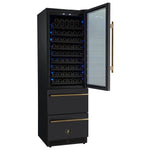 Azienda 24 Inch Dual Zone Wine Cooler, 15.8 Cu.Ft, 108 Bottles & 100 Cans, 2 Drawers, Charcoal Filters, Black
