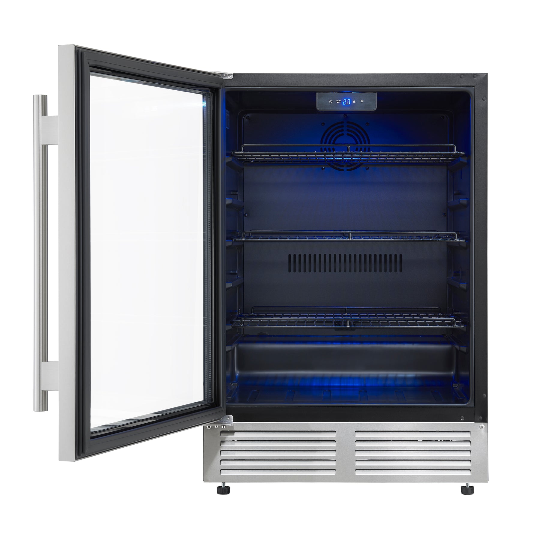 Forno Frescolino 24 Inch Beverage Cooler, Stainless Steel, with LED Lighting, Triple Glass Door, 188 Can Capacity, Built-In or Freestanding - BonPrix Électroménagers
