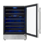 Forno Bacchino 24 Inch Wine Cooler, Stainless Steel, with LED Lighting, Triple Glass Door, 51 Bottle Capacity, Built-In or Freestanding - BonPrix Électroménagers