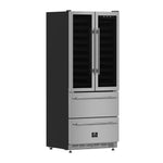 Forno Campania 32-Inch Wine Cooler, Stainless Steel, Dual Wine Zones, Two Beverage Drawers, 17.7 cu.ft - BonPrix Électroménagers