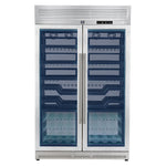 FORNO Abruzzo 48-Inch Dual Zones Wine Cellar, 102 Bottles, 24 cu. ft., Green Acrylic Holders & Black Shelves - BonPrix Électroménagers