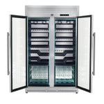 FORNO Abruzzo 48-Inch Dual Zones Wine Cellar, 102 Bottles, 24 cu. ft., Green Acrylic Holders & Black Shelves - BonPrix Électroménagers
