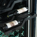 FORNO Abruzzo 48-Inch Dual Zones Wine Cellar, 102 Bottles, 24 cu. ft., Green Acrylic Holders & Black Shelves - BonPrix Électroménagers