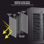 FORNO Abruzzo 48-Inch Dual Zone Wine Cellar, 102 Bottles, 24 cu. ft., Clear Acrylic Holders & Stainless Trim Shelves - BonPrix Électroménagers
