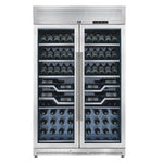 FORNO Abruzzo 48-Inch Dual Zone Wine Cellar, 102 Bottles, 24 cu. ft., Clear Acrylic Holders & Stainless Trim Shelves - BonPrix Électroménagers