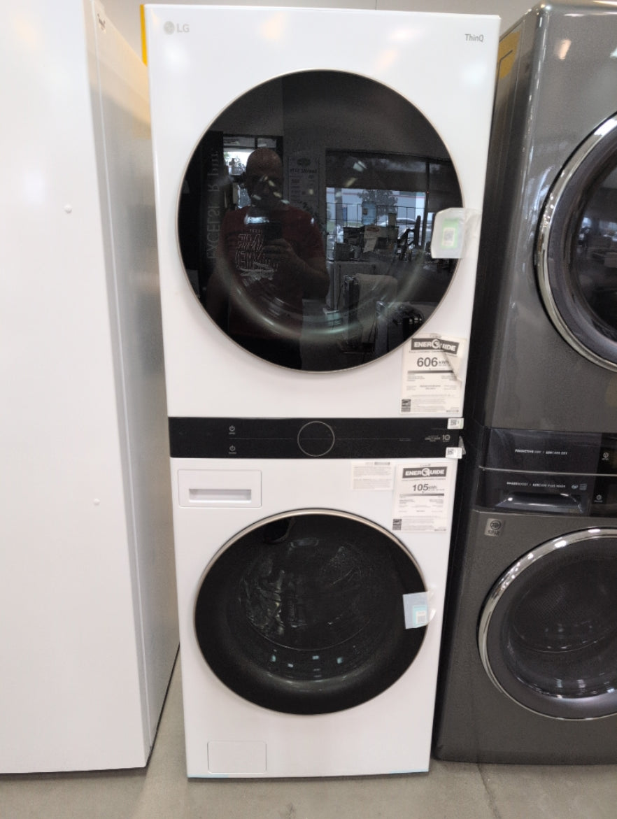 WKE100HWA - LAUNDRY CENTERS - LG - Stacked Washer/Dryer - Electric - White - Open Box