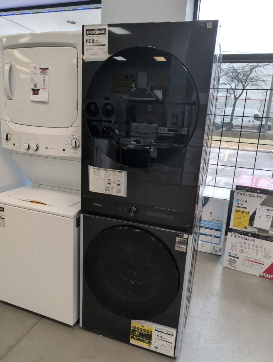WH46DBH100EV - LAUNDRY CENTERS - Samsung - Stacked Washer/Dryer - Electric - Black Stainless Steel - Open Box - BonPrix Électroménagers